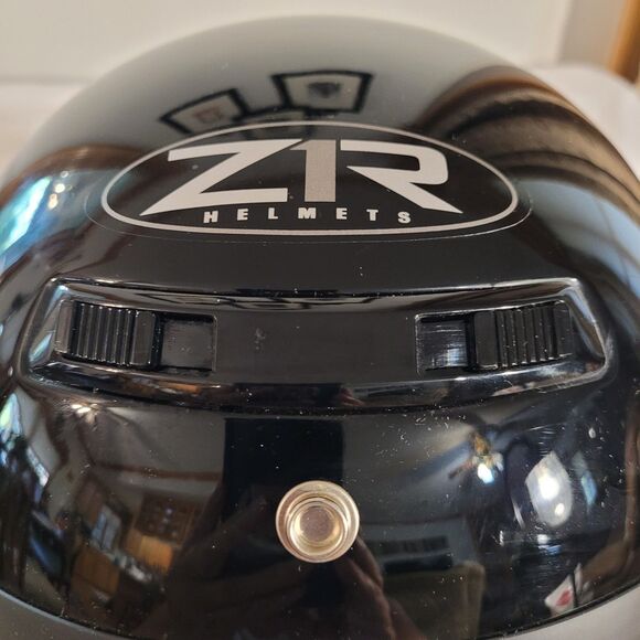 Z1R Open Face Sz M Black Helmet, Smoke Visor Snap Chin Strap Vents - Picture 11 of 12